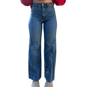 High-waisted, wide-leg Gap denim jeans in blue jeans